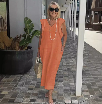 kleid aus baumwolle und leinen