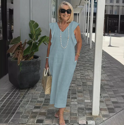 kleid aus baumwolle und leinen