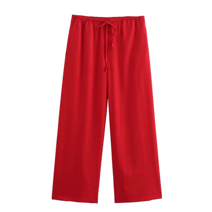 Merche - Outfit-Sets - Polyester - Hemd mit Seidenstruktur - Hose mit hoher Taille - Herbst