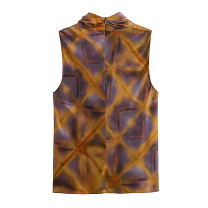 Merche - Tank Top und Hosen Set - Druckkragen - Hohe Taille - Sommer