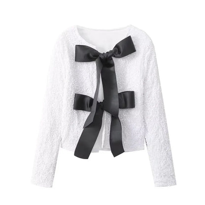 Merche - Oberteile - Polyester - Rundhals - Paillettenmantel mit Fliege - Sommer