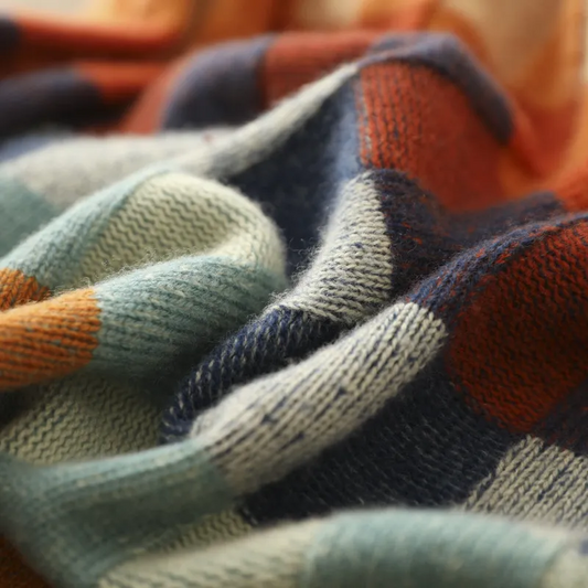 Eleganter Patchwork Kaschmirpullover