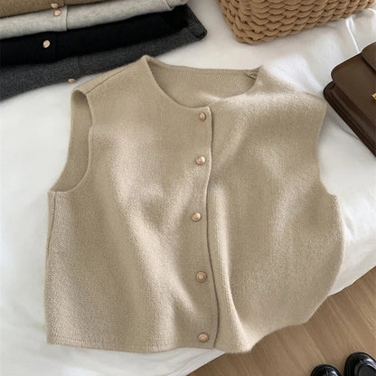 WW | Weicher Und Warmer Ärmelloser Pullover Mit Rundhalsausschnitt