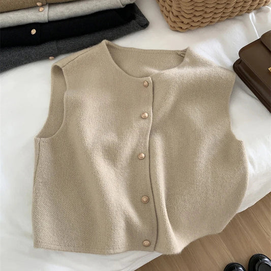 WW | Weicher Und Warmer Ärmelloser Pullover Mit Rundhalsausschnitt
