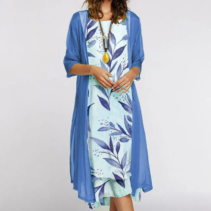 Damen Rundhalsausschnitt Kleid