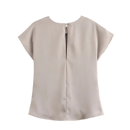 Merche - Top & Hosen Set - Rundhals - Kurzarm - Hohe Taille - Sommer