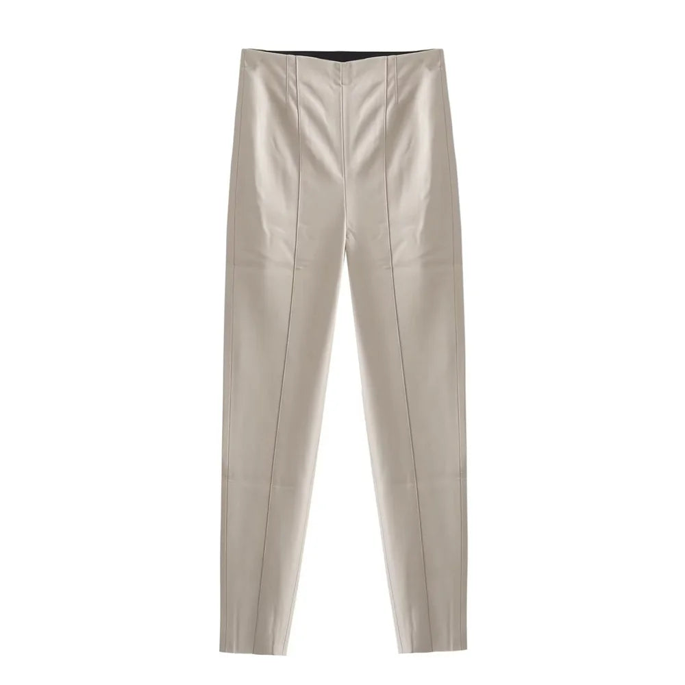 Merche - Mode Casual Slim Fit Kunstleder Hohe Taille Hosen - Alle Jahreszeiten