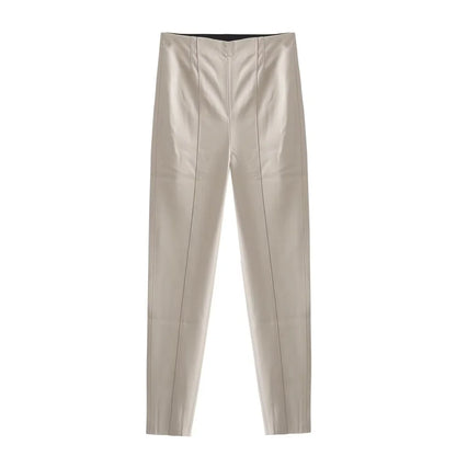 Merche - Mode Casual Slim Fit Kunstleder Hohe Taille Hosen - Alle Jahreszeiten