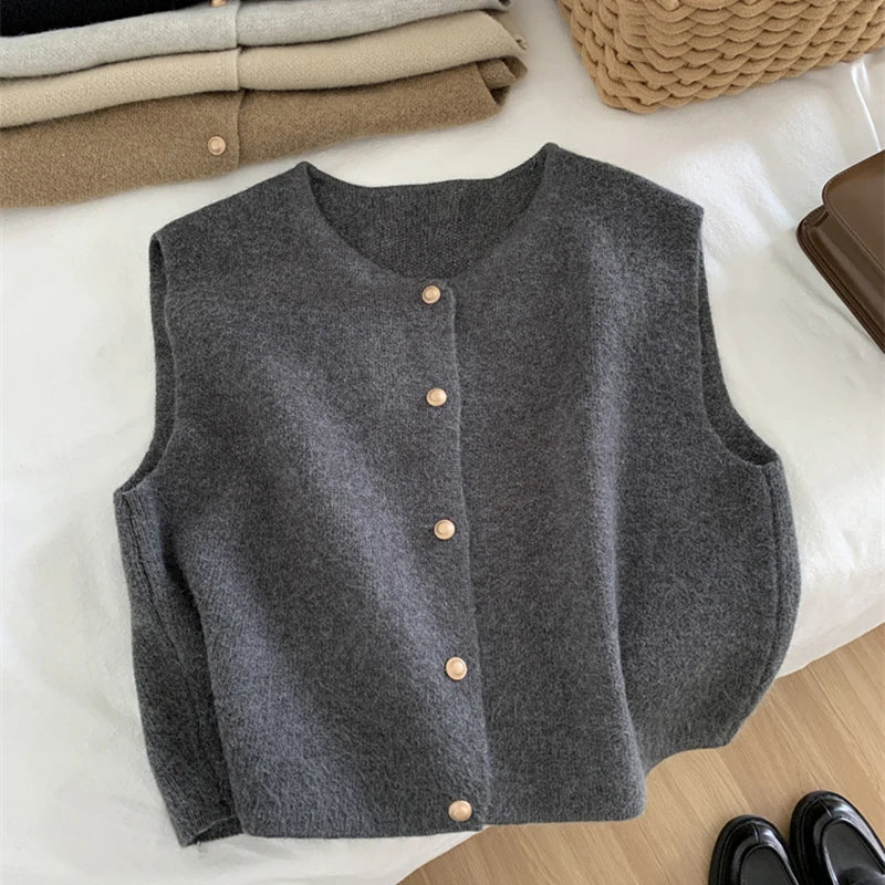 WW | Weicher Und Warmer Ärmelloser Pullover Mit Rundhalsausschnitt