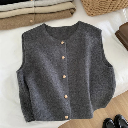 WW | Weicher Und Warmer Ärmelloser Pullover Mit Rundhalsausschnitt
