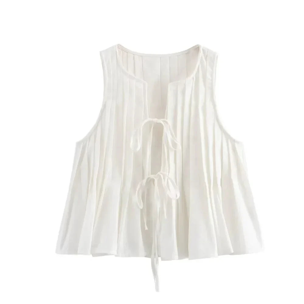 Merche - Shirt & Rock Set - V-Ausschnitt Ärmellos - Hohe Taille - Sommer
