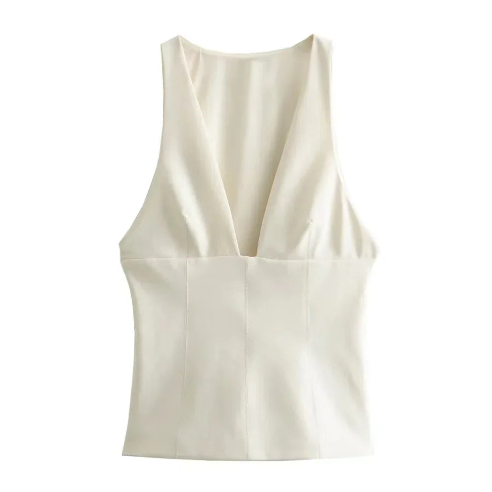 Merche - Top - V-Ausschnitt Ärmellos Slim Fit - Sommer