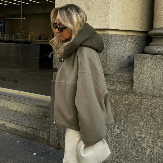 WW | Warme Langärmelige Jacke Mit Kapuze Und Reißverschluss