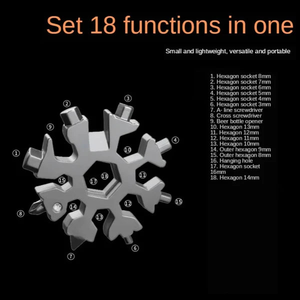 SteelFlake™ - 18-in-1 Schneeflocken-Schlüssel
