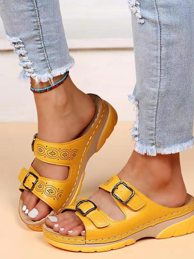 Atmungsaktive Orthopädische Einstellbare Damen Ledersandalen