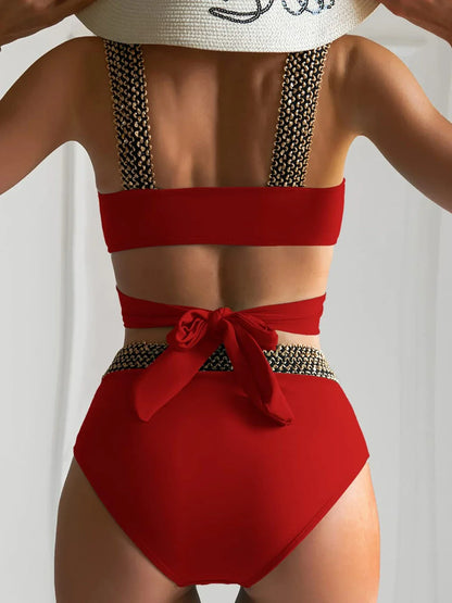 Bikini-Set mit hoher Taille und Flash-Patchwork