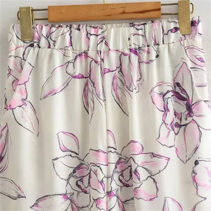 Merche - Set aus Hemd und Hose - Lockeres Revers bedruckt - Weites Bein - Herbst