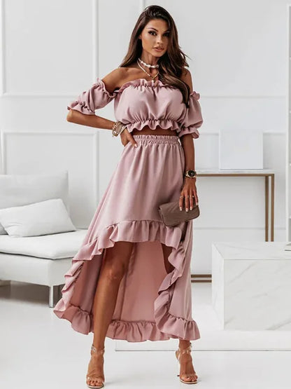 Merche rufsigt set med enfärgad off shoulder-design
