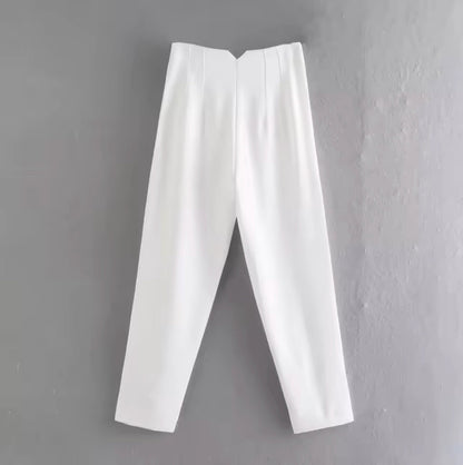 Merche Hochtaillierte Weite Hosen Damen Büro Elegant