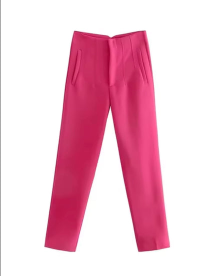 Merche Hochtaillierte Weite Hosen Damen Büro Elegant