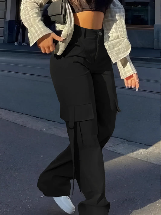 Merche High-Waist Cargo Hose Schwarz - Trendige Streetwear Hosen