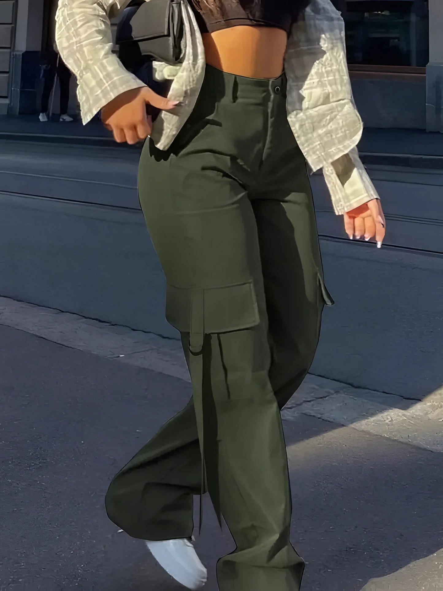 Merche High-Waist Cargo Hose Schwarz - Trendige Streetwear Hosen