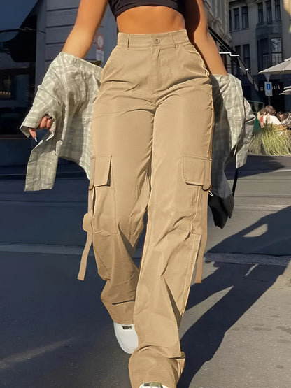 Merche High-Waist Cargo Hose Schwarz - Trendige Streetwear Hosen