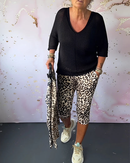 Merche Leopard Capri Hose - Trendige Leichte Sommerhosen