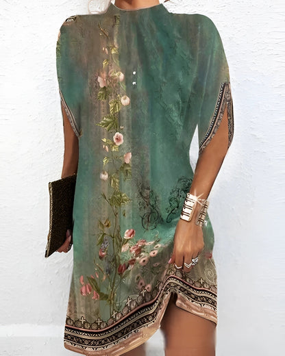 Merche Blumenmusterkleid mit Schlüsselloch - Sommerkleid Damen