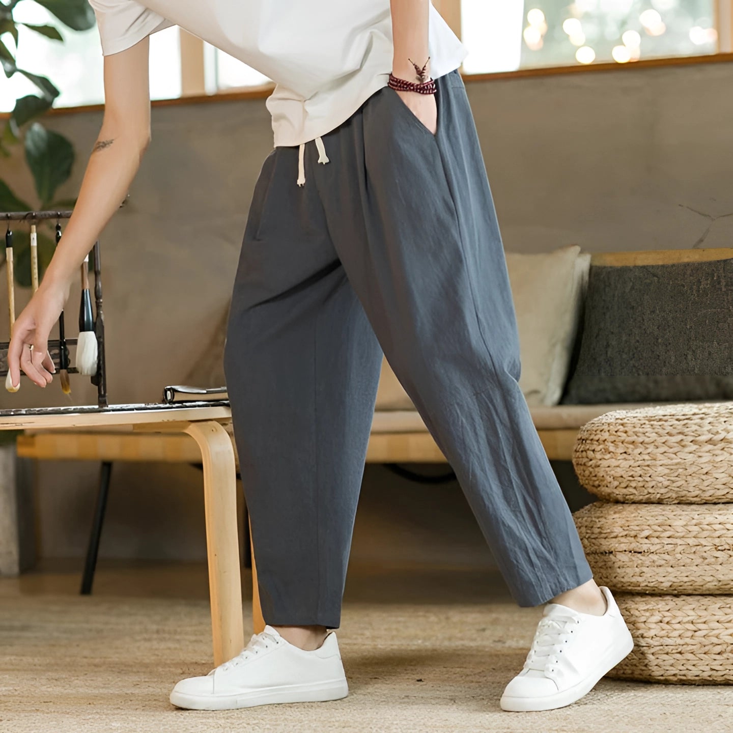 Merche Unisex Plissee-Hosen – Bequem, Atmungsaktive Baumwolle