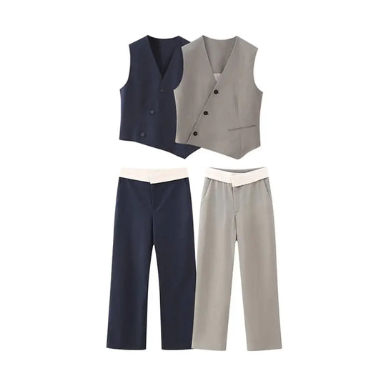Merche - Lässiger 2-teiliger asymmetrischer Hosenanzug - Sommer