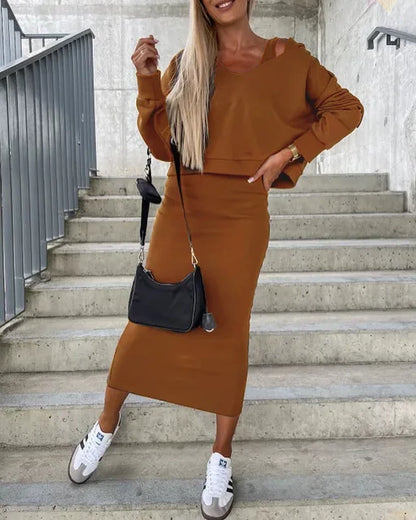 Merche Streetwear-Set in schlankem einfarbigem Design
