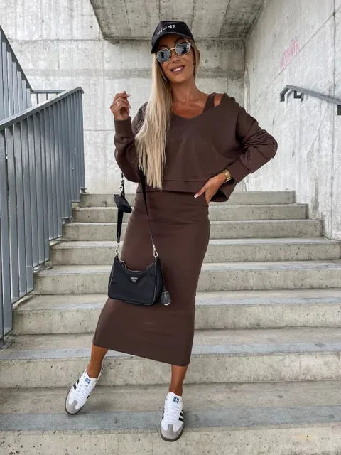 Merche Streetwear-Set in schlankem einfarbigem Design