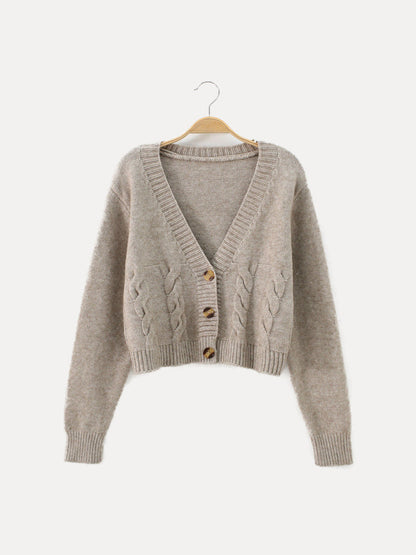 WW | Warmer Gekürzt Strickjacke Mit Langen Ärmeln Und Knöpfen