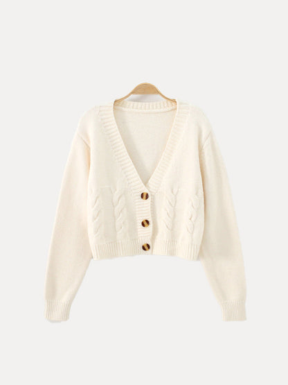 WW | Warmer Gekürzt Strickjacke Mit Langen Ärmeln Und Knöpfen