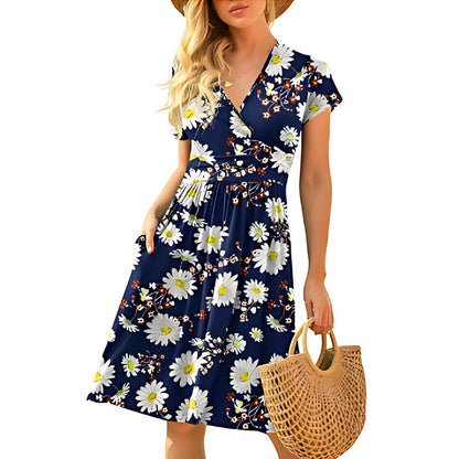 Blumen Druck Flatterärmel Damen Kleid