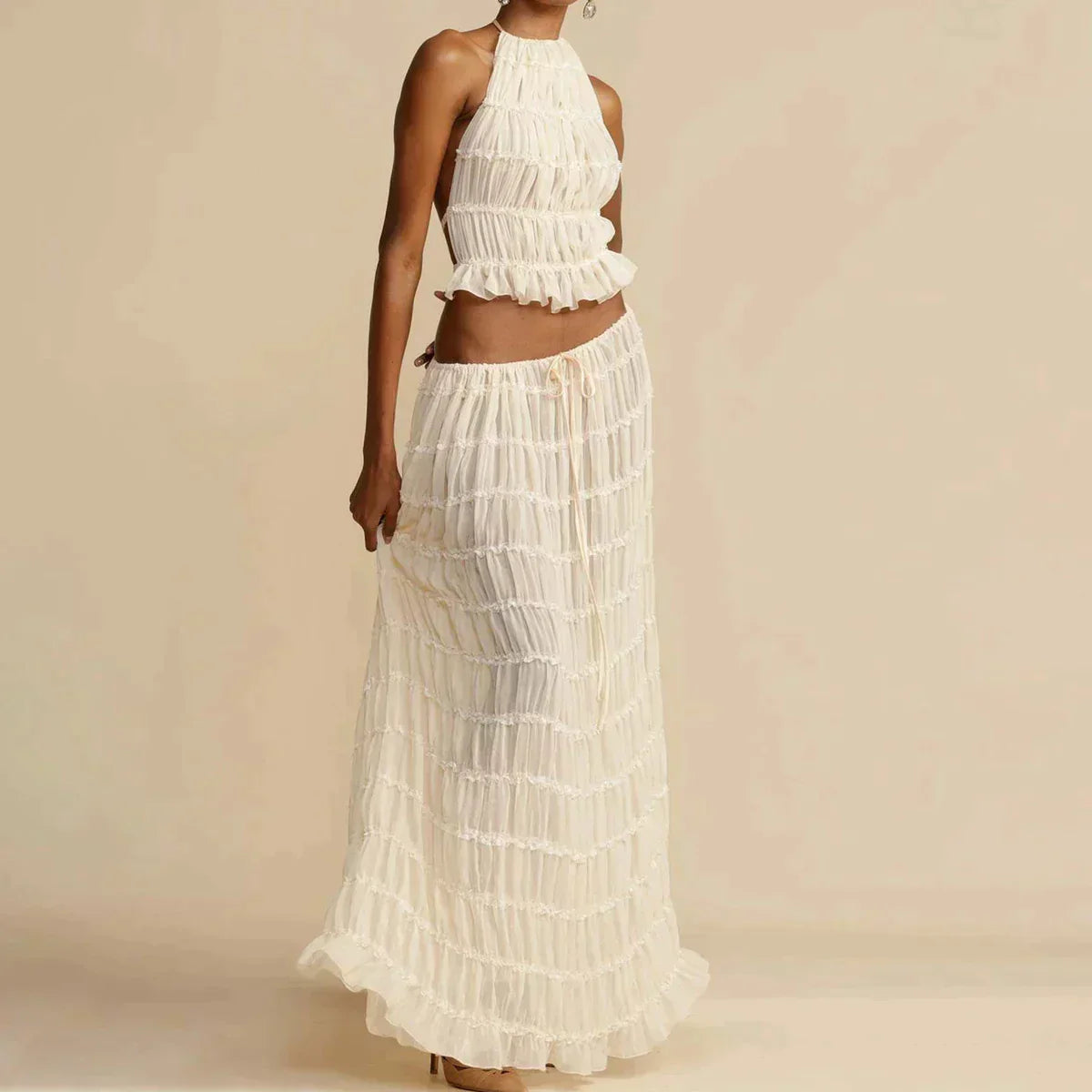 Merche Damenset mit Crop Tops und langen Röcken für den Sommer
