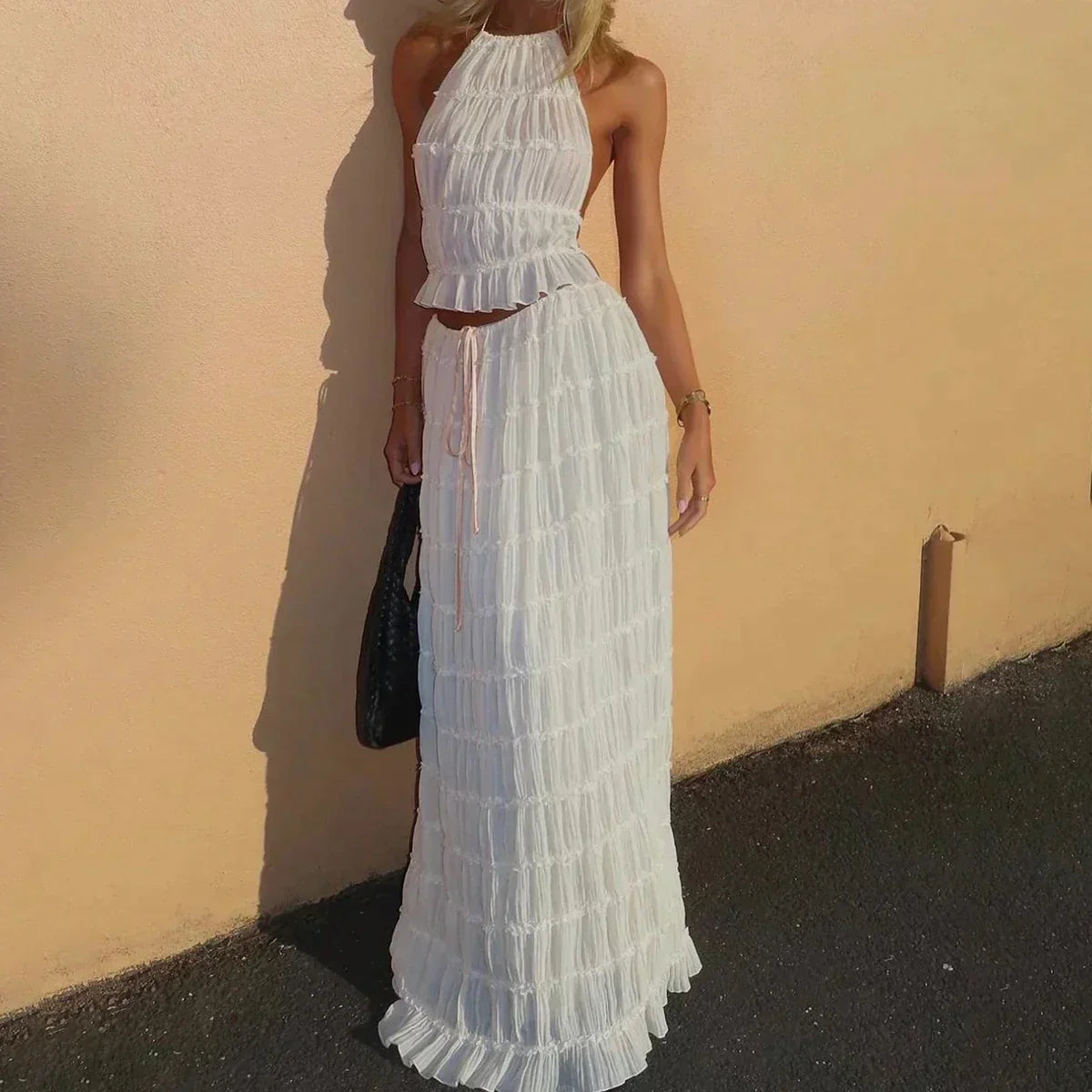 Merche Damenset mit Crop Tops und langen Röcken für den Sommer