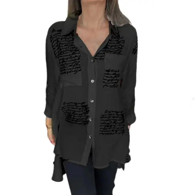 Toplet™ - Letter Print Fashion Lapel Shirt