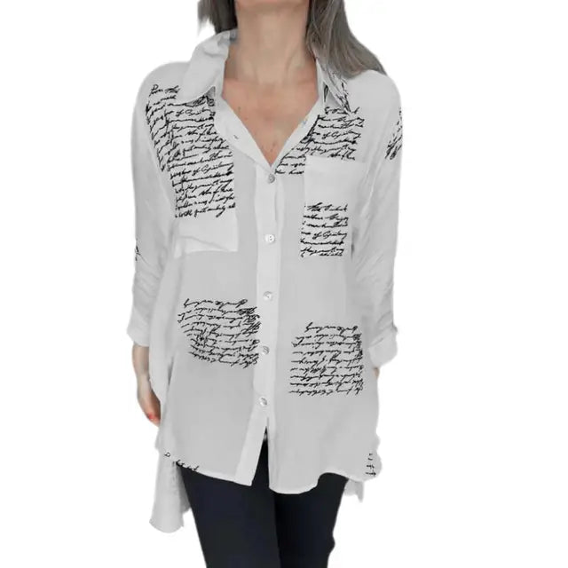 Toplet™ - Letter Print Fashion Lapel Shirt