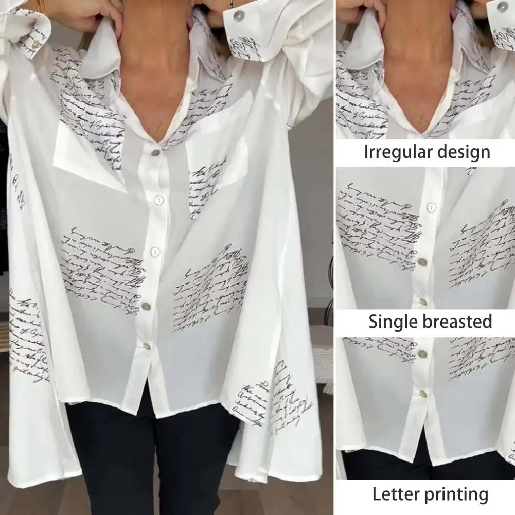 Toplet™ - Letter Print Fashion Lapel Shirt