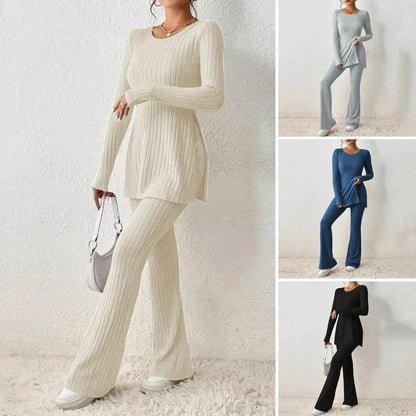 Merche stickat stretchigt set i enfärgad design