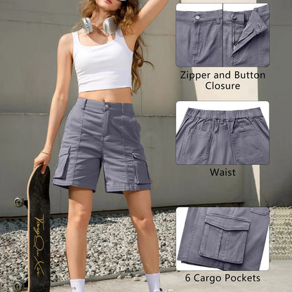 WW | Weinlese Cargo Shorts Mit Elastischem Bund & 6 Taschen