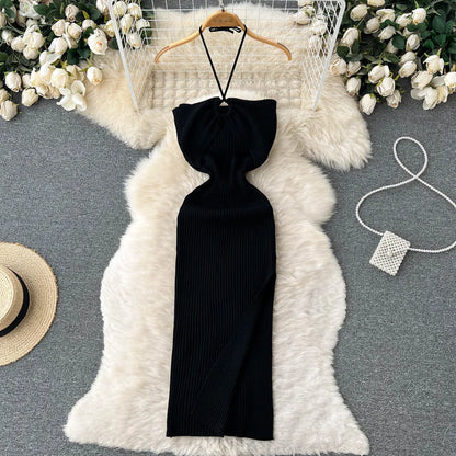 Schicke Mode sexy Hüften geteilt gestricktes Sommerkleid