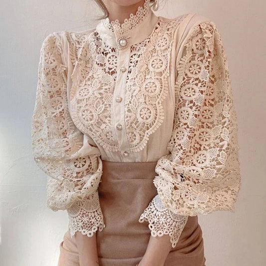 WW | Weinlese Spitzen Eleganz Bluse Für Zeitlose Schönheit