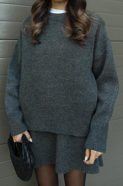 WW | Zweiteiliges Strick Satz Für Damen Mit Pullover Und Rock