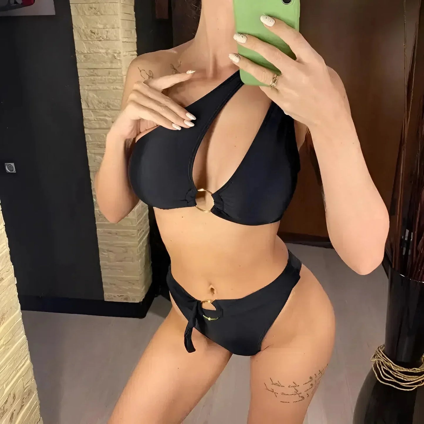 Asymmetrisches Zweiteiler-Bikini-Set