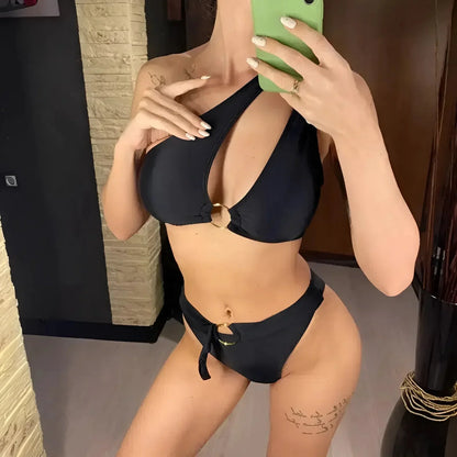 Asymmetrisches Zweiteiler-Bikini-Set