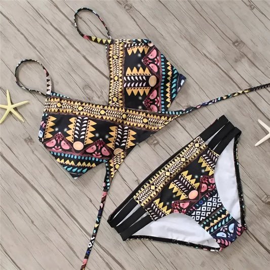 Aztekenmuster Zweiteiliges Bikini-Set