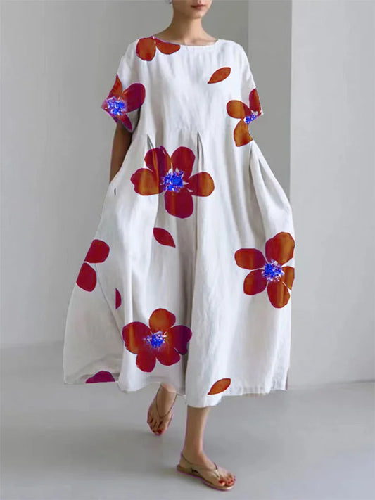 Casual Floral Rundhals Damen Kleid